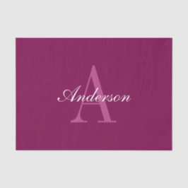 マゼンエレガントタレッド、ピンク&ホワイトの名前とモノグラム 薄葉紙