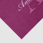 マゼンエレガントタレッド、ピンク&ホワイトの名前とモノグラム 薄葉紙 (詳細)