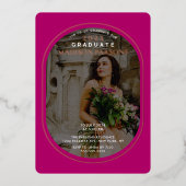 マゼンエレガントタ写真卒業 箔招待状 (正面)