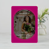 マゼンエレガントタ写真卒業 箔招待状 (立ち正面)