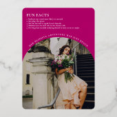 マゼンエレガントタ写真卒業 箔招待状 (裏面)