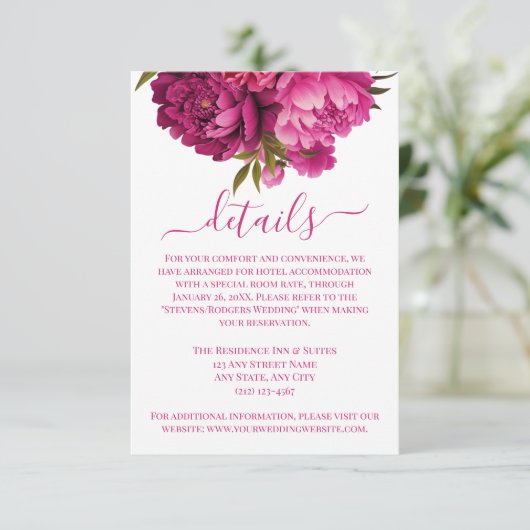 マゼンエレガントタ牡丹フローラ結婚の詳細 エンクロージャーカード (スタンド正面)