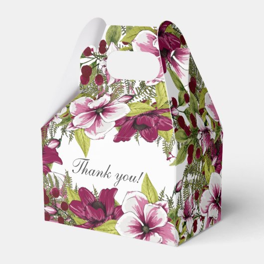 マゼンエレガントタ白色花模様とグリーンボタニカル フェイバーボックス (裏面サイド)