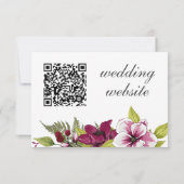 マゼンエレガントタ白色花模様とグリーンボタニカル 出欠カード (裏面)