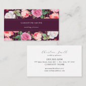 マゼンエレガントタ色の背景のヴィンテージバラフローラ 名刺 (正面/裏面)