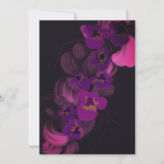 マゼンエレガントタ色ムーディパープルオーキッド結婚フローラ 招待状 (裏面)