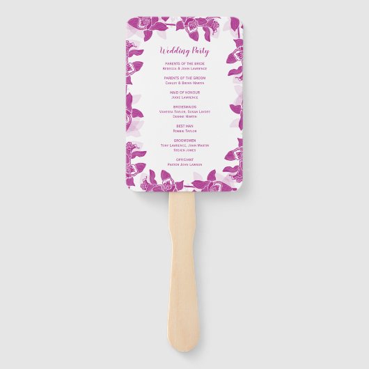 マゼンエレガントタ蘭結婚の式プログラム ハンドファン (裏面)