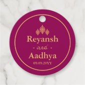 マゼンエレガントタ金ゴールド結婚インディアンありがとう フェイバータグ (正面)