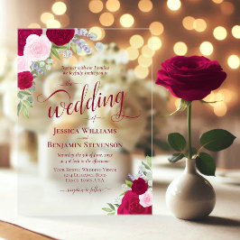 マゼンエレガントタ&ピンクボホバラファンシーズ結婚 アクリル招待状