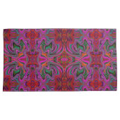 マゼンカッコいいタ、赤および緑の波状パターン 枕カバー (正面右)