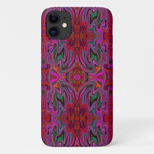 マゼンカッコいいタ、赤および緑の波状パターン Case-Mate iPhoneケース (裏面)