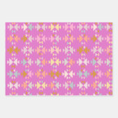 マゼンカラフルタオーガニックンの幾何形状 ラッピングペーパーシート (正面3)