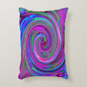 マゼンカラフルタスワールレトロ抽象デザイン アクセントクッション (正面(垂直))