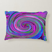 マゼンカラフルタスワールレトロ抽象デザイン アクセントクッション (裏面)