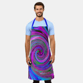 マゼンカラフルタスワールレトロ抽象デザイン エプロン (着用した状態)