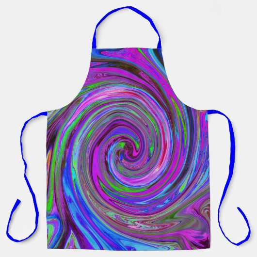 マゼンカラフルタスワールレトロ抽象デザイン エプロン (正面)