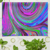 マゼンカラフルタスワールレトロ抽象デザイン キッチンタオル (折り畳み)