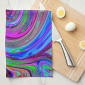 マゼンカラフルタスワールレトロ抽象デザイン キッチンタオル (四つ折り)