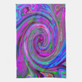 マゼンカラフルタスワールレトロ抽象デザイン キッチンタオル (縦)