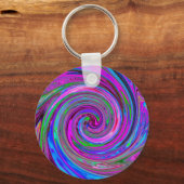 マゼンカラフルタスワールレトロ抽象デザイン キーホルダー (裏面)