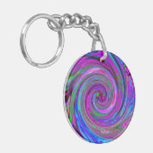 マゼンカラフルタスワールレトロ抽象デザイン キーホルダー (正面左)