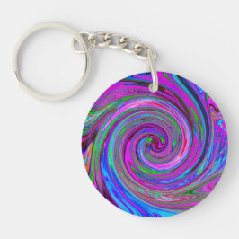 マゼンカラフルタスワールレトロ抽象デザイン キーホルダー