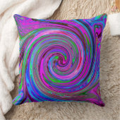 マゼンカラフルタスワールレトロ抽象デザイン クッション (ブランケット)