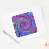 マゼンカラフルタスワールレトロ抽象デザイン スクエアシール (封筒)