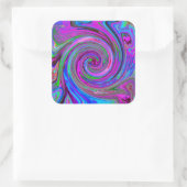 マゼンカラフルタスワールレトロ抽象デザイン スクエアシール (バッグ)