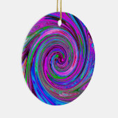 マゼンカラフルタスワールレトロ抽象デザイン セラミックオーナメント (右)