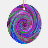 マゼンカラフルタスワールレトロ抽象デザイン セラミックオーナメント (左)
