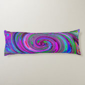 マゼンカラフルタスワールレトロ抽象デザイン ボディピロー (裏面)