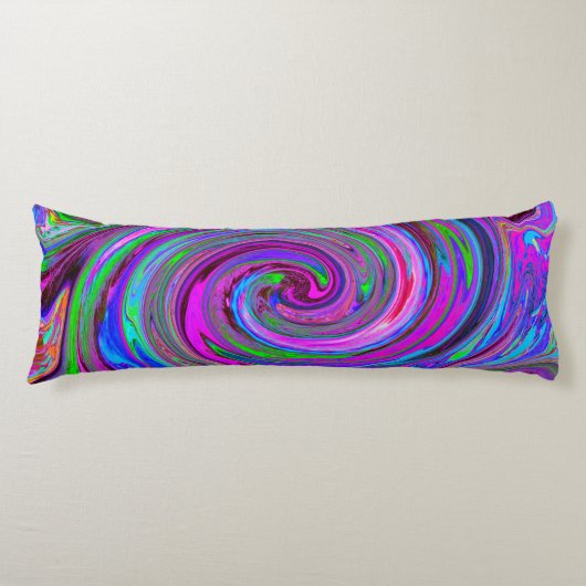 マゼンカラフルタスワールレトロ抽象デザイン ボディピロー (正面)