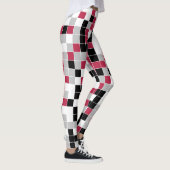 マゼンカラフルタ色の黒いグレーの幾何学的パターン レギンス (右)