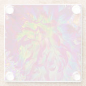 マゼンサイケデリックタおよびイエローダリアの花 ガラスコースター (裏面)