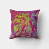 マゼンサイケデリックタおよびイエローダリアの花 クッション (裏面)