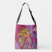 マゼンサイケデリックタおよびイエローダリアの花 クロスボディバッグ (裏面)