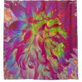 マゼンサイケデリックタおよびイエローダリアの花 シャワーカーテン (正面)