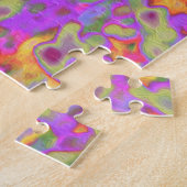 マゼンサイケデリックタおよびイエローダリアの花 ジグソーパズル (側面)