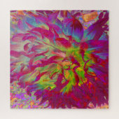 マゼンサイケデリックタおよびイエローダリアの花 ジグソーパズル (横)