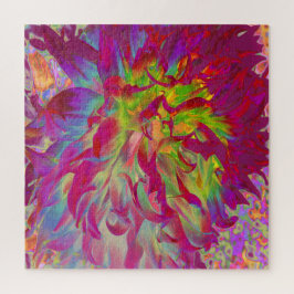 マゼンサイケデリックタおよびイエローダリアの花 ジグソーパズル