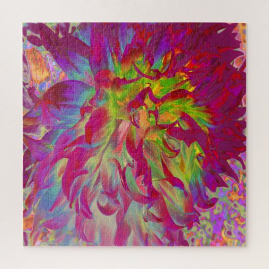 マゼンサイケデリックタおよびイエローダリアの花 ジグソーパズル (縦)