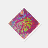 マゼンサイケデリックタおよびイエローダリアの花 スタンダードカクテルナプキン (角)