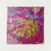 マゼンサイケデリックタおよびイエローダリアの花 タペストリー (正面(横))