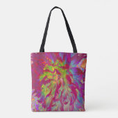 マゼンサイケデリックタおよびイエローダリアの花 トートバッグ (裏面)