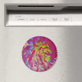 マゼンサイケデリックタおよびイエローダリアの花 マグネット (インサイチュ (食洗機))