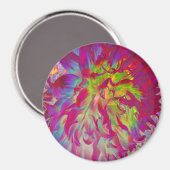 マゼンサイケデリックタおよびイエローダリアの花 マグネット (正面/裏面)