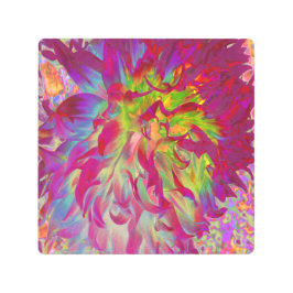 マゼンサイケデリックタおよびイエローダリアの花 メタルプリント