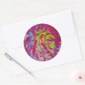 マゼンサイケデリックタおよびイエローダリアの花 ラウンドシール (封筒)
