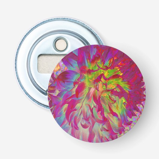 マゼンサイケデリックタおよびイエローダリアの花 栓抜き (正面)